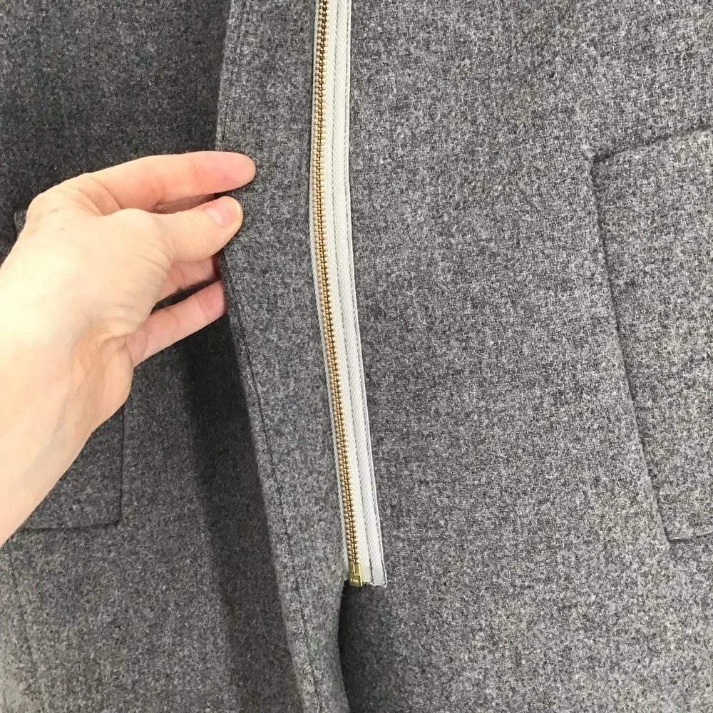 J Crew Mercantile Wool Blend Cit Coat Mid-Length Zip-Up Coat Heather Gray Size 2